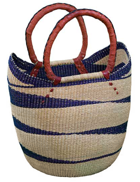African Market Baskets- G-143N+- Navy/Natural Shoulder Tote
