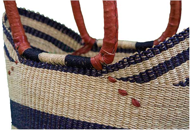 African Market Baskets- G-143N+- Navy/Natural Shoulder Tote