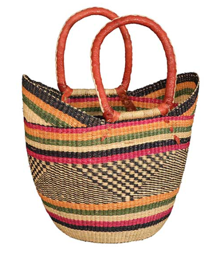 African Market Baskets- G-143- Shopping Tote- Thin Rim