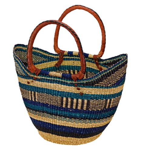 African Market Baskets- G-143- Shopping Tote- Thin Rim