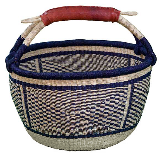 African Market Baskets- G-159AN+- Navy/Natural Large Round