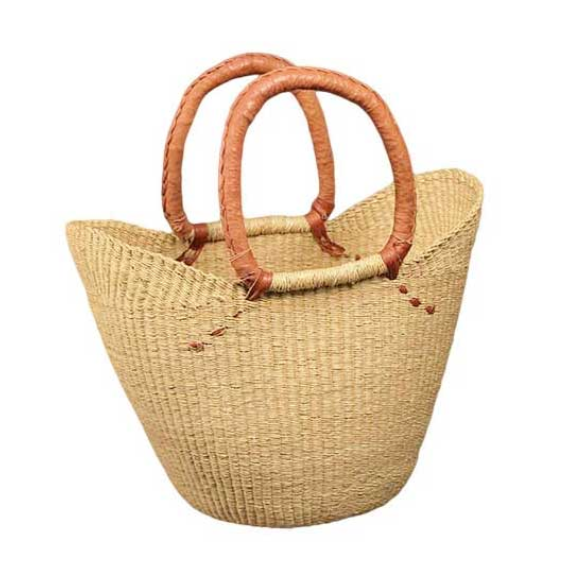 African Market Baskets- G-143N- Natural Shoulder Tote