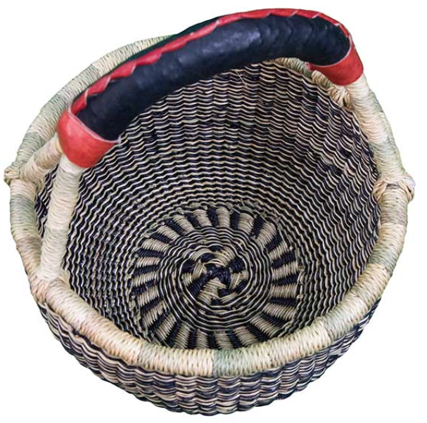 African Market Baskets- G-149AN+- Navy/Natural Mini Round