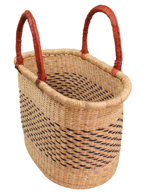 African Market Baskets- G-140N+- Navy/Natural Large Oval