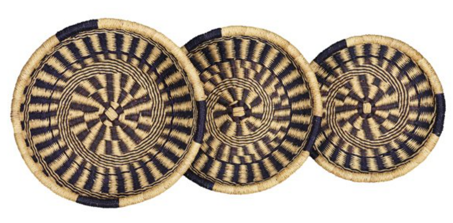African Market Baskets- G-153N+- Navy/Natural Fruit Tray