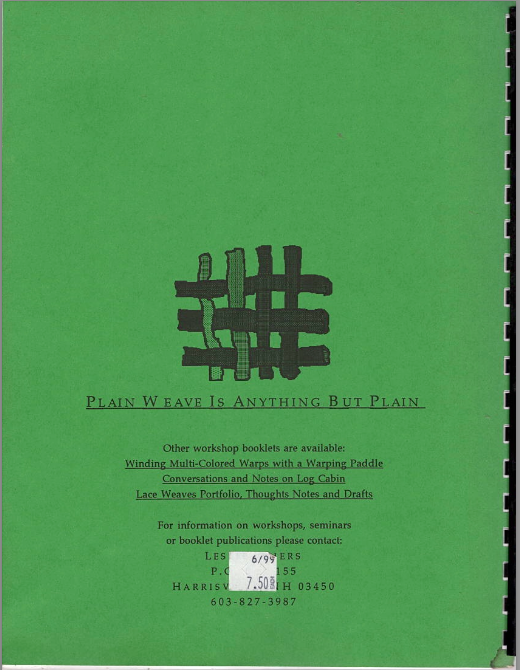 Plain Weave is Anything but Plain- Used Book