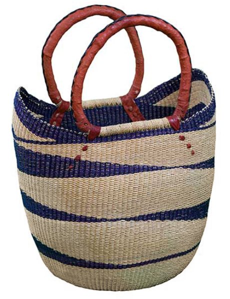 African Market Baskets- Navy/Natural Shoulder Tote