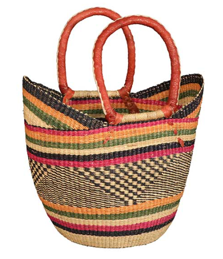 African Market Baskets- Shopping Tote- Thin Rim