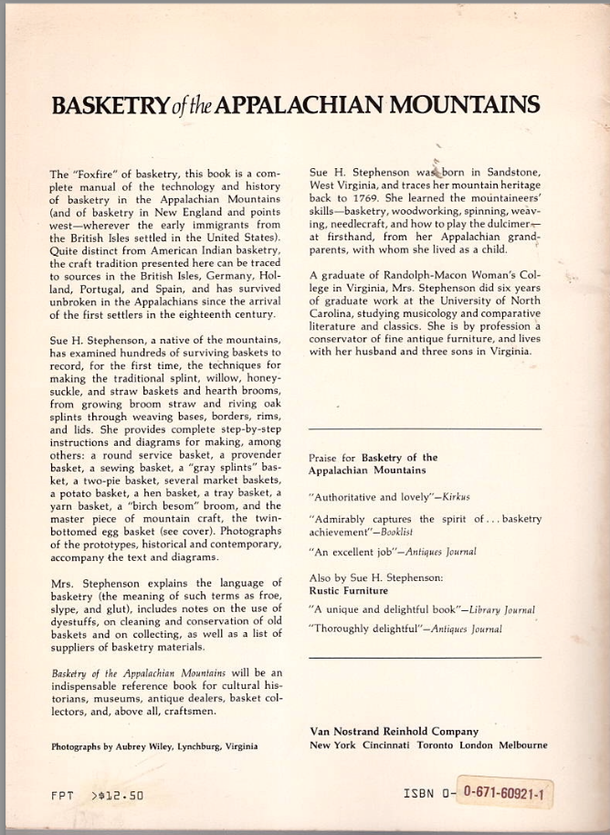 Basketry of the Appalachian Mountains- Used Book