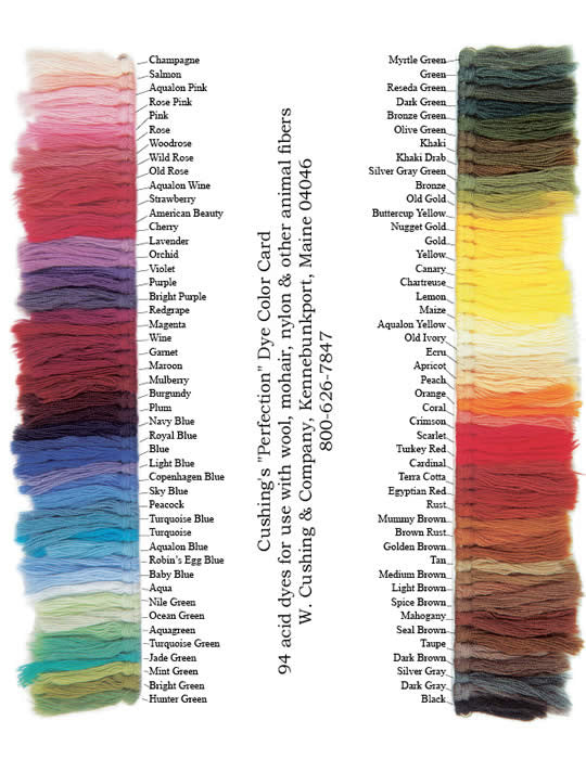Jacquard Procion MX Dye Color Card [DG-ProMXCC] : Earthsong Fibers, Your  source for spinning, weaving, knitting, crocheting, carding, dyeing,  felting, yarns, fibers, books, and videos