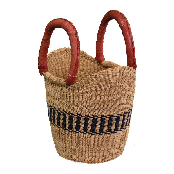 African Market Baskets- G-133N+-Navy/Natural Mini Shopping Tote